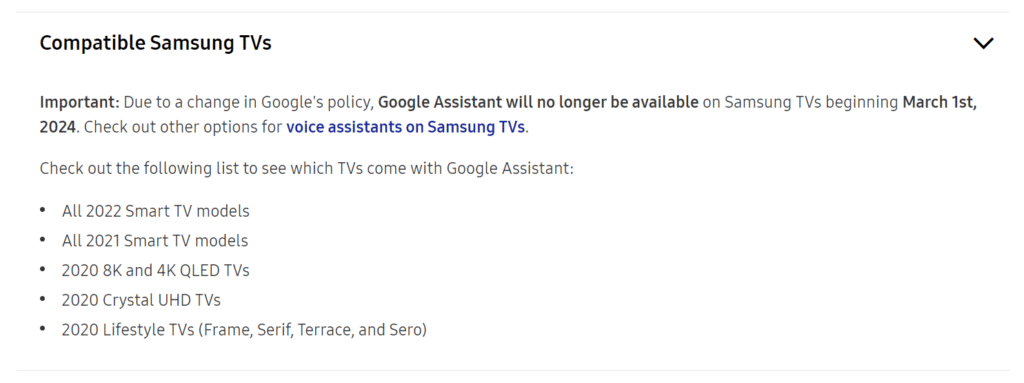 annonce samsung smart tv google assistant